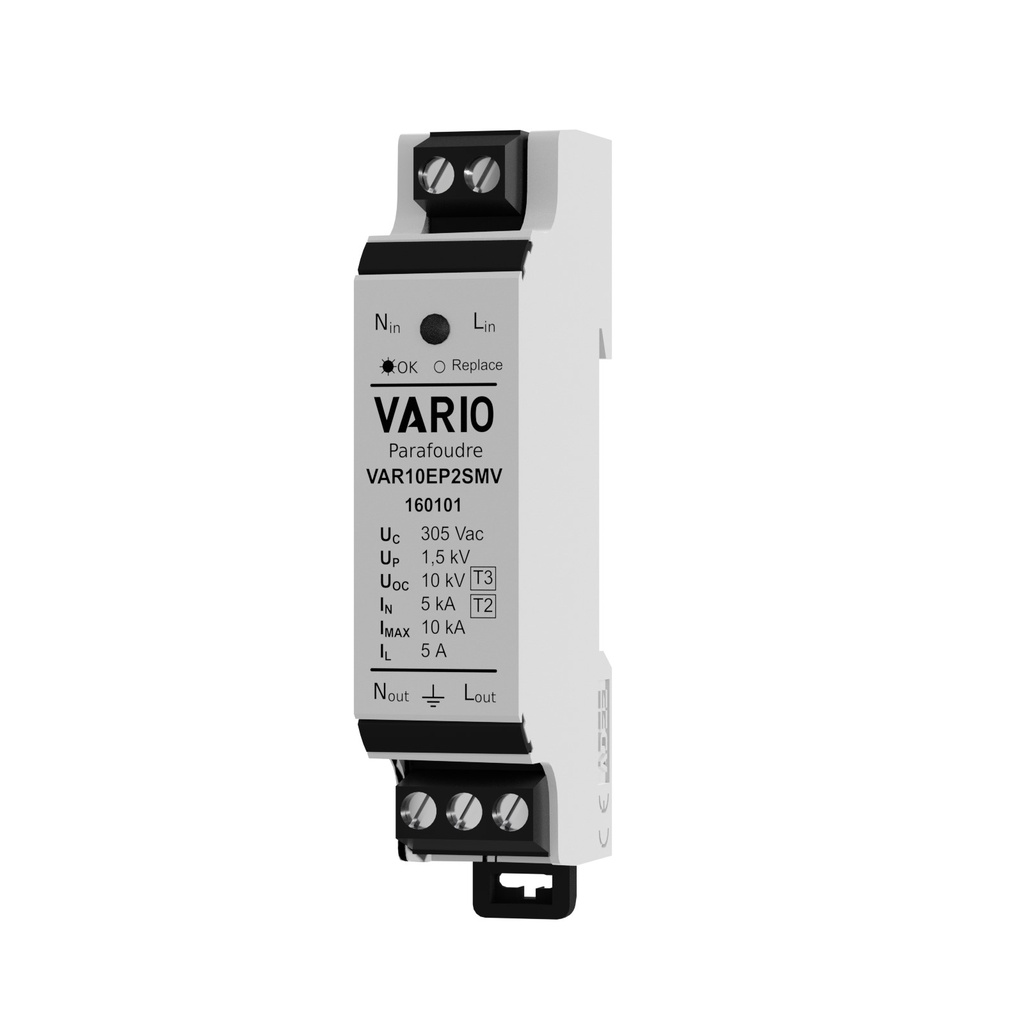 PARAFOUDRE BIPOLAIRE BAS PROFIL IN 5KA + FIL DE TERRE VAR10EP2SMV (EP)